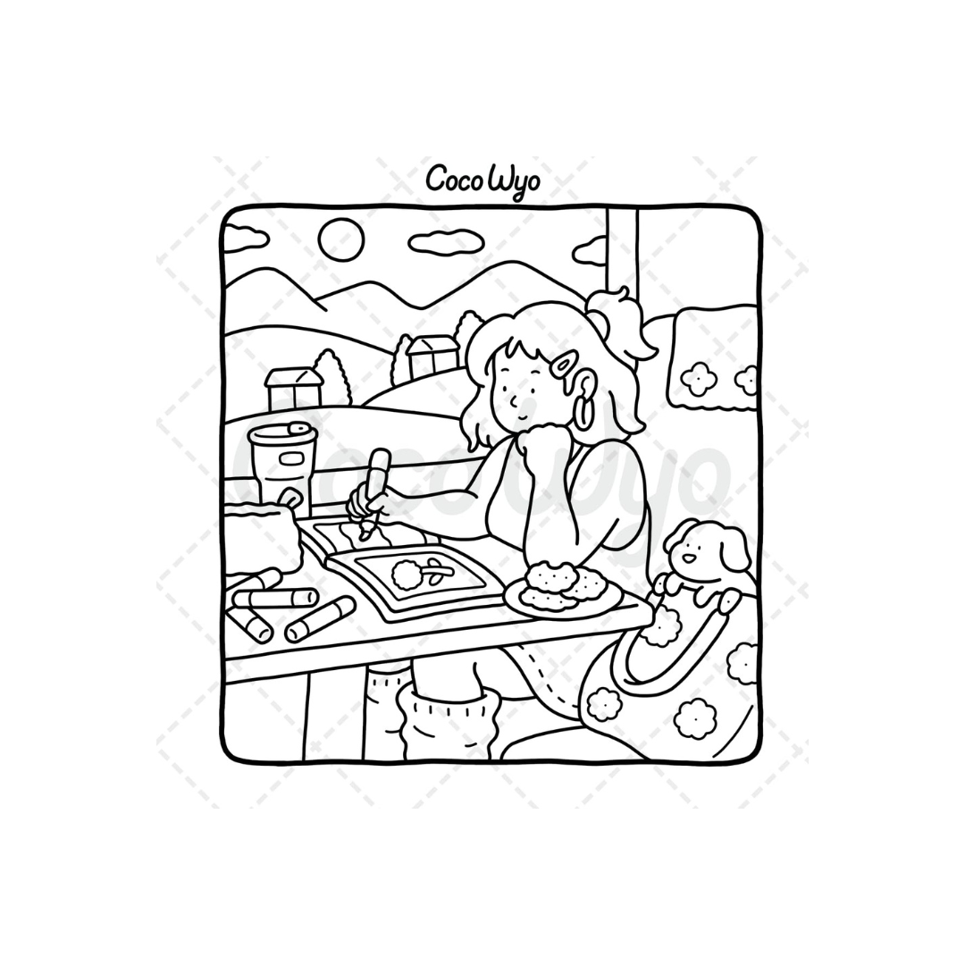 Girl Moments: Vol. 2 Coloring Book for Adults and Teens Featuring Cute Cozy Daily Activities for Relaxation