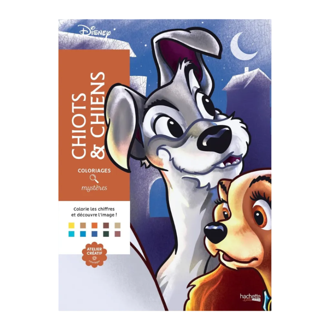 Coloriages mystères Disney Chiots et chiens: Coloriez les chiffres et découvrez les images