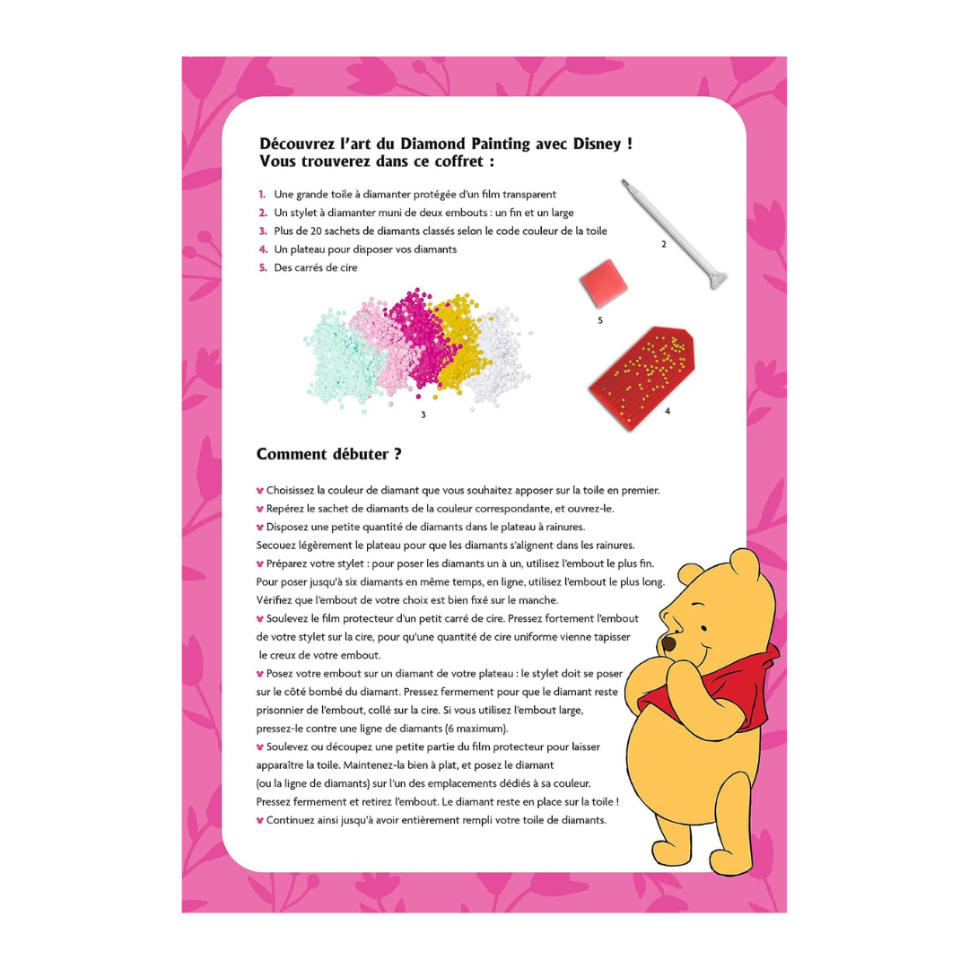 Kit diamond painting Disney officiel - Winnie l'Ourson: Réalise un magnifique tableau en diamants !