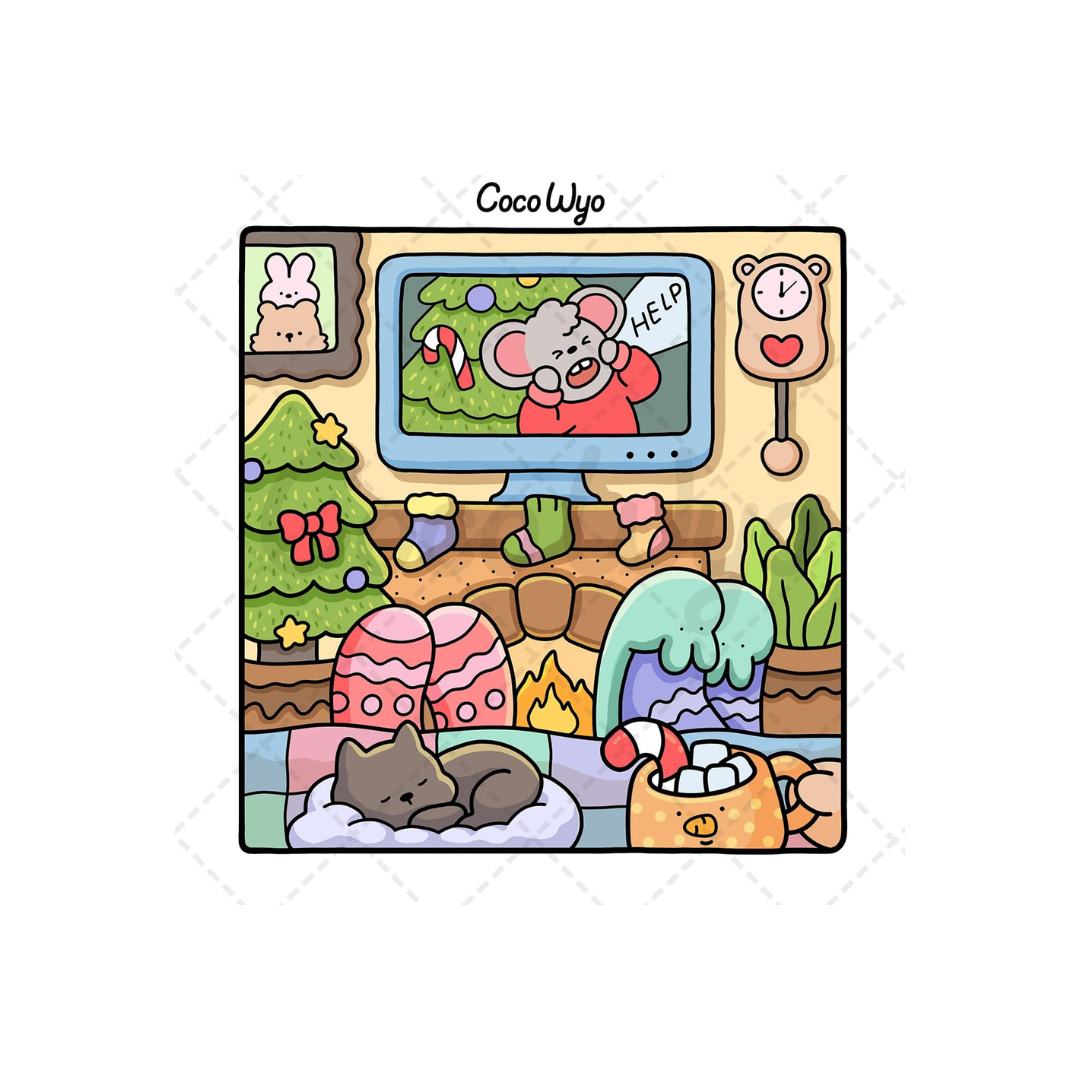 Comfy Days: Coloring Book for Adults and Teens Featuring Super Cute Animal Characters in Cozy Hygge Moments for Relaxation