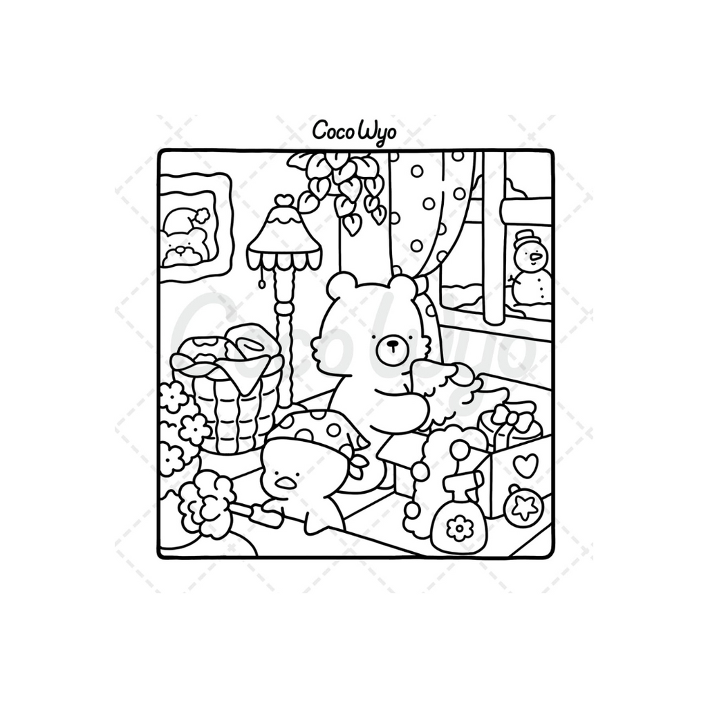 Comfy Days: Coloring Book for Adults and Teens Featuring Super Cute Animal Characters in Cozy Hygge Moments for Relaxation
