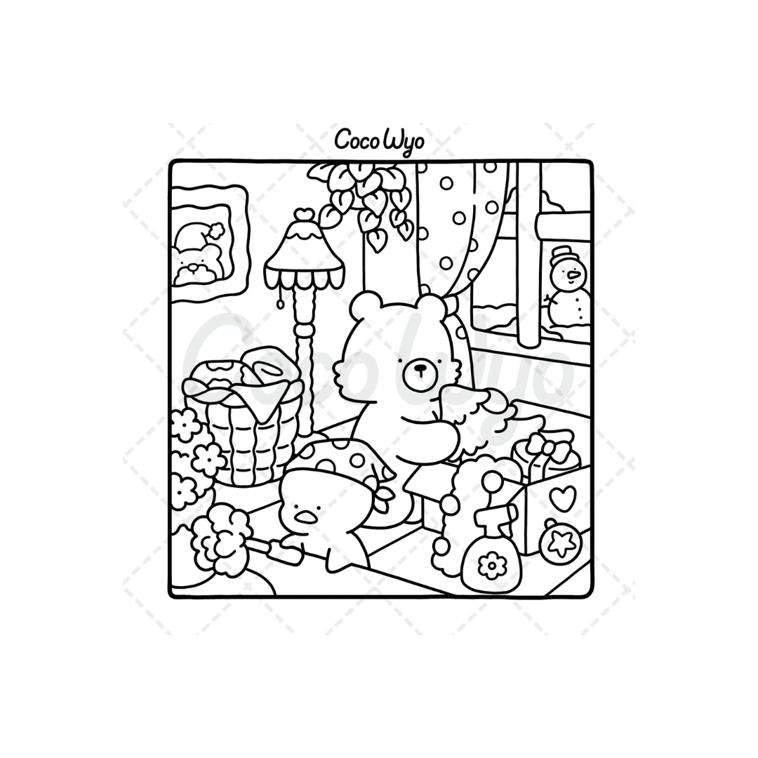 Comfy Days: Coloring Book for Adults and Teens Featuring Super Cute Animal Characters in Cozy Hygge Moments for Relaxation