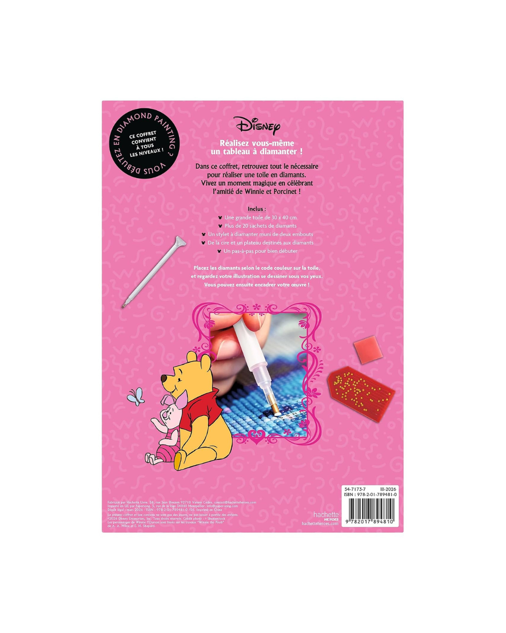 Kit diamond painting Disney officiel - Winnie l'Ourson: Réalise un magnifique tableau en diamants !