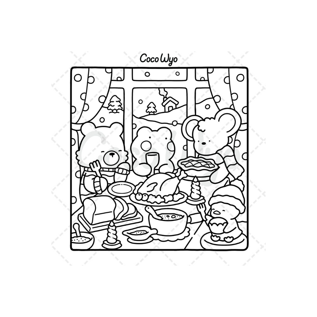 Comfy Days: Coloring Book for Adults and Teens Featuring Super Cute Animal Characters in Cozy Hygge Moments for Relaxation