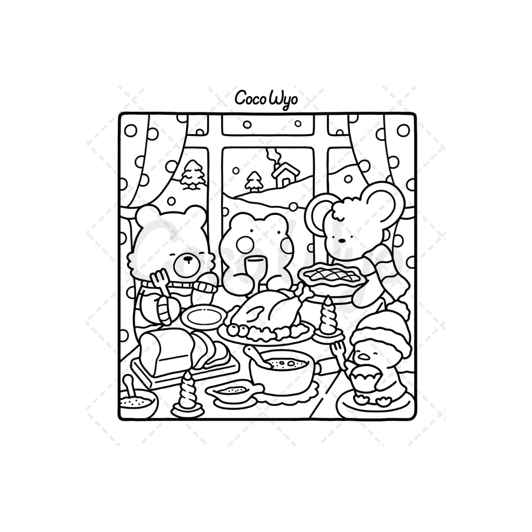 Comfy Days: Coloring Book for Adults and Teens Featuring Super Cute Animal Characters in Cozy Hygge Moments for Relaxation